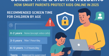 Screen time guidelines for kids and teens infographic