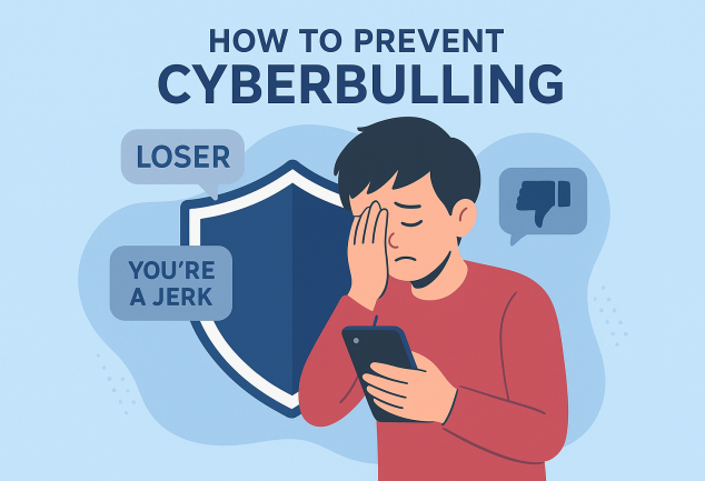 Cyberbullying prevention for kids and teens illustration
