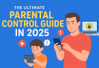 Family using parental control app to keep children safe online
